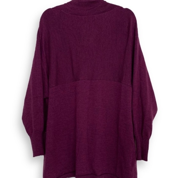 Eileen Fisher Sweater Tunic Turtleneck Merino Wool Oversized Purple Longline - Picture 5 of 10
